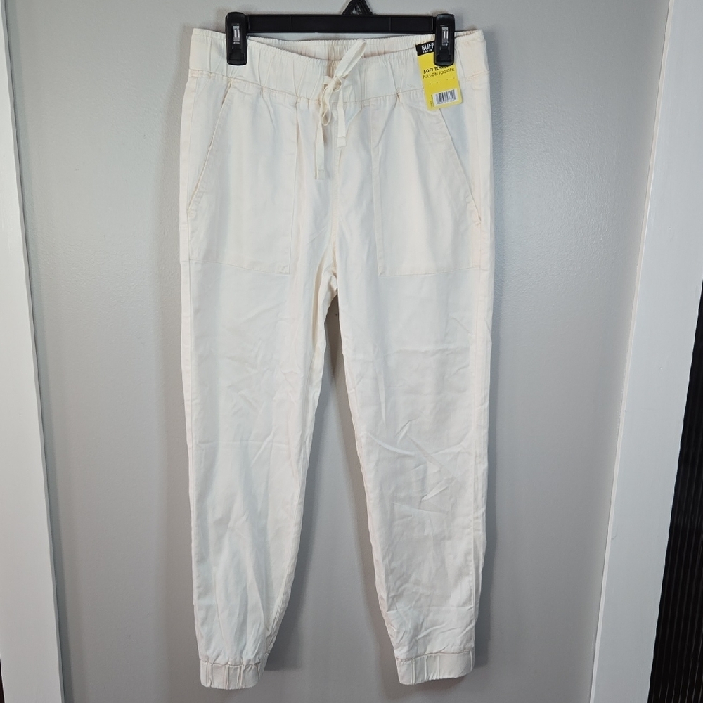 Buffalo David Bitton Women Small Cream Elastic Waist Patch Pocket Pull-On Jogger - Picture 5 of 16